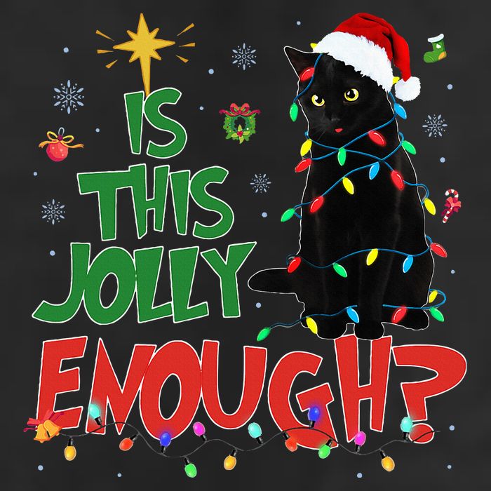 Is This Jolly Enough Black Cat Merry Christmas Tree Lights Beanie