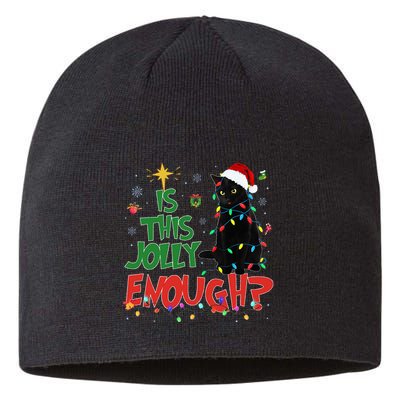 Is This Jolly Enough Black Cat Merry Christmas Tree Lights Sustainable Beanie