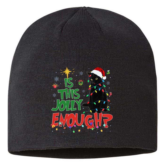 Is This Jolly Enough Black Cat Merry Christmas Tree Lights Sustainable Beanie