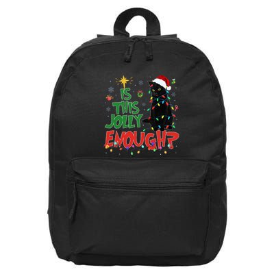 Is This Jolly Enough Black Cat Merry Christmas Tree Lights 16 in Basic Backpack