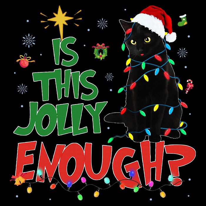 Is This Jolly Enough Black Cat Merry Christmas Tree Lights Bag