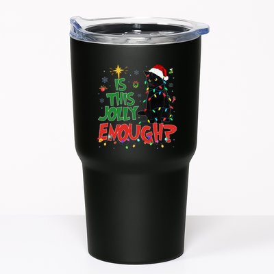 Is This Jolly Enough Black Cat Merry Christmas Tree Lights Tumbler