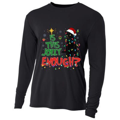 Is This Jolly Enough Black Cat Merry Christmas Tree Lights Cooling Performance Long Sleeve Crew