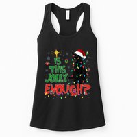Is This Jolly Enough Black Cat Merry Christmas Tree Lights Womens Tank Top