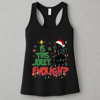 Is This Jolly Enough Black Cat Merry Christmas Tree Lights Womens Tank Top