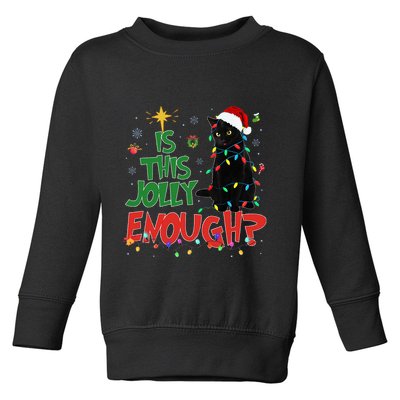 Is This Jolly Enough Black Cat Merry Christmas Tree Lights Toddler Sweatshirt
