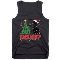 Is This Jolly Enough Black Cat Merry Christmas Tree Lights Tank Top