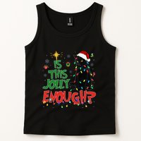 Is This Jolly Enough Black Cat Merry Christmas Tree Lights Tank Top