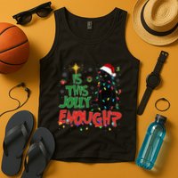 Is This Jolly Enough Black Cat Merry Christmas Tree Lights Tank Top