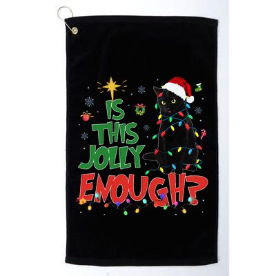 Is This Jolly Enough Black Cat Merry Christmas Tree Lights Golf Towel