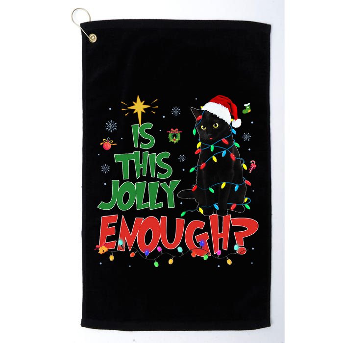 Is This Jolly Enough Black Cat Merry Christmas Tree Lights Golf Towel