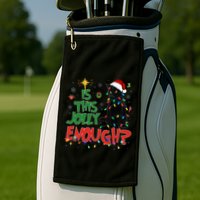Is This Jolly Enough Black Cat Merry Christmas Tree Lights Golf Towel