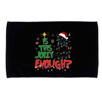Is This Jolly Enough Black Cat Merry Christmas Tree Lights Microfiber Hand Towel