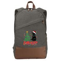 Is This Jolly Enough Black Cat Merry Christmas Tree Lights Cotton Canvas Backpack