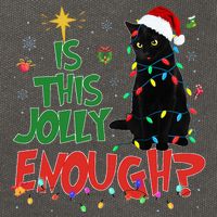Is This Jolly Enough Black Cat Merry Christmas Tree Lights Cotton Canvas Backpack
