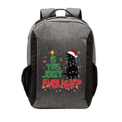 Is This Jolly Enough Black Cat Merry Christmas Tree Lights Vector Backpack