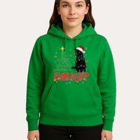 Is This Jolly Enough Black Cat Merry Christmas Tree Lights Hoodie