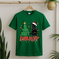 Is This Jolly Enough Black Cat Merry Christmas Tree Lights T-Shirt
