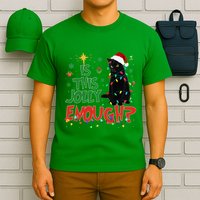 Is This Jolly Enough Black Cat Merry Christmas Tree Lights T-Shirt