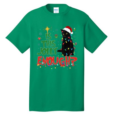 Is This Jolly Enough Black Cat Merry Christmas Tree Lights Tall T-Shirt