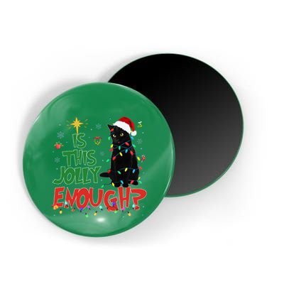Is This Jolly Enough Black Cat Merry Christmas Tree Lights Magnet