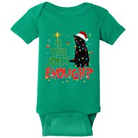 Is This Jolly Enough Black Cat Merry Christmas Tree Lights Baby Bodysuit