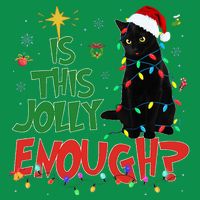 Is This Jolly Enough Black Cat Merry Christmas Tree Lights Baby Bodysuit