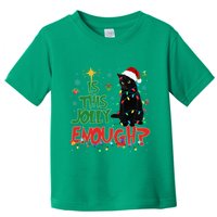 Is This Jolly Enough Black Cat Merry Christmas Tree Lights Toddler T-Shirt