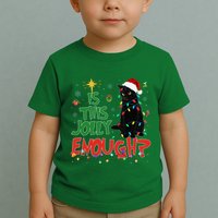 Is This Jolly Enough Black Cat Merry Christmas Tree Lights Toddler T-Shirt