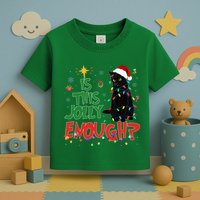 Is This Jolly Enough Black Cat Merry Christmas Tree Lights Toddler T-Shirt