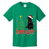 Is This Jolly Enough Black Cat Merry Christmas Tree Lights Kids T-Shirt