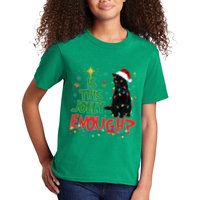 Is This Jolly Enough Black Cat Merry Christmas Tree Lights Kids T-Shirt
