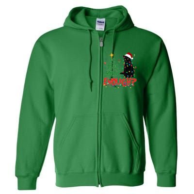 Is This Jolly Enough Black Cat Merry Christmas Tree Lights Full Zip Hoodie