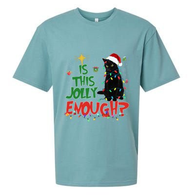 Is This Jolly Enough Black Cat Merry Christmas Tree Lights Sueded Cloud Jersey T-Shirt