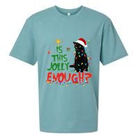 Is This Jolly Enough Black Cat Merry Christmas Tree Lights Sueded Cloud Jersey T-Shirt