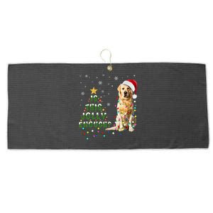 Is This Jolly Enough Santa Golden Retriever Light Christmas Meaningful Gift Large Microfiber Waffle Golf Towel