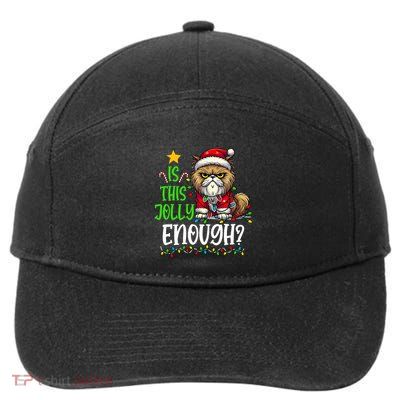 Is This Jolly Enough Christmas Cat Funny Santa Hat Women 7-Panel Snapback Hat