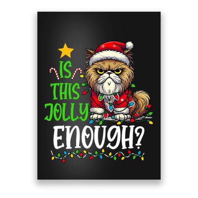 Is This Jolly Enough Christmas Cat Funny Santa Hat Women Poster