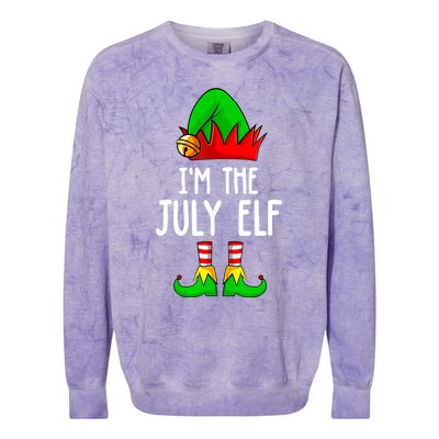 Im The July Elf Funny Holiday Christmas Men Women Kids Colorblast Crewneck Sweatshirt