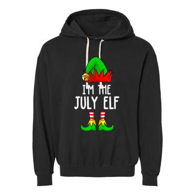 Im The July Elf Funny Holiday Christmas Men Women Kids Garment-Dyed Fleece Hoodie