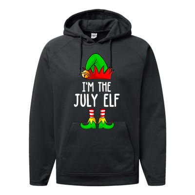 Im The July Elf Funny Holiday Christmas Men Women Kids Performance Fleece Hoodie