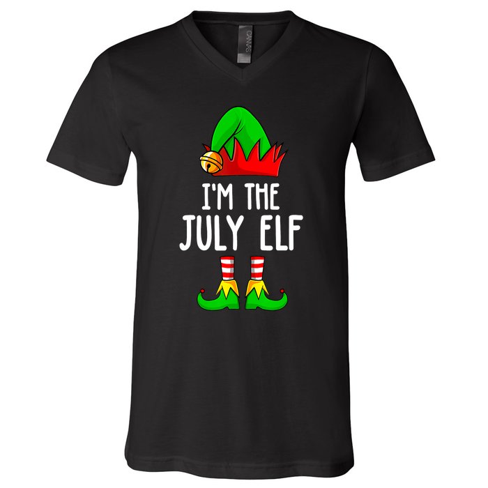 Im The July Elf Funny Holiday Christmas Men Women Kids V-Neck T-Shirt