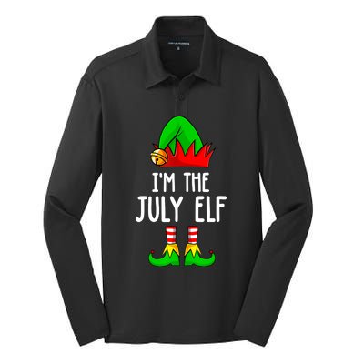 Im The July Elf Funny Holiday Christmas Men Women Kids Silk Touch Performance Long Sleeve Polo