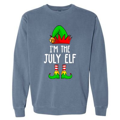 Im The July Elf Funny Holiday Christmas Men Women Kids Garment-Dyed Sweatshirt