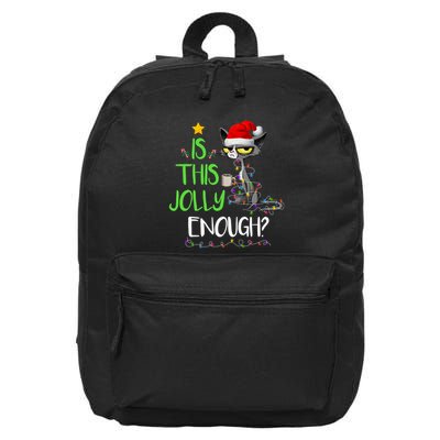Is This Jolly Enough Black Cat Merry Christmas Tree Lights Long Sleeve 16 in Basic Backpack