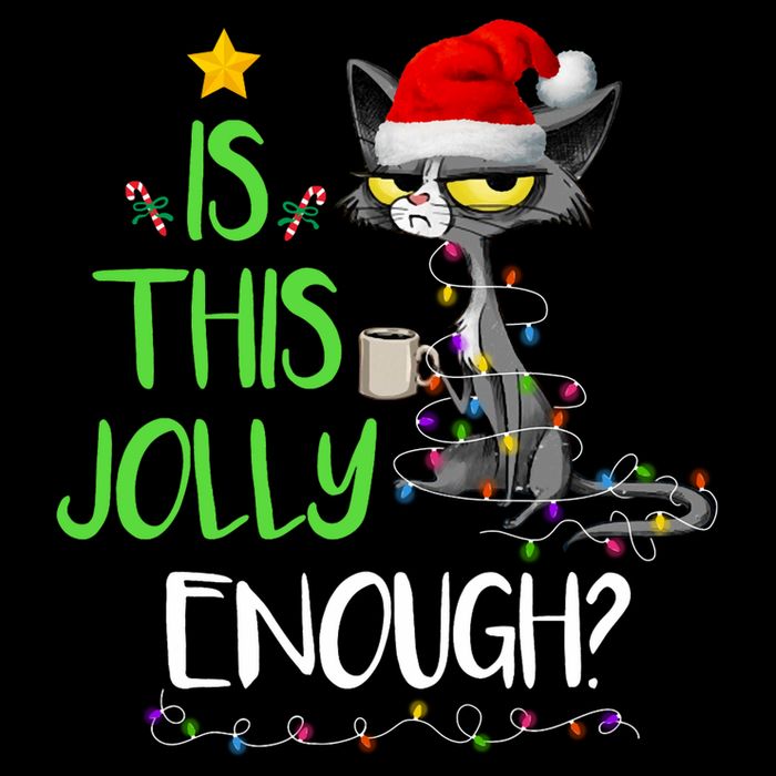 Is This Jolly Enough Black Cat Merry Christmas Tree Lights Long Sleeve 16 in Basic Backpack