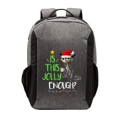 Is This Jolly Enough Black Cat Merry Christmas Tree Lights Long Sleeve Vector Backpack