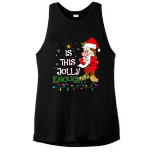 Is This Jolly Enough Grumpy Elf Pajama Christmas Lights Ladies PosiCharge Tri-Blend Wicking Tank