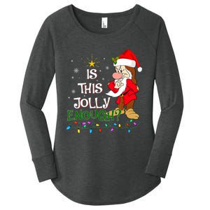 Is This Jolly Enough Grumpy Elf Pajama Christmas Lights Women's Perfect Tri Tunic Long Sleeve Shirt