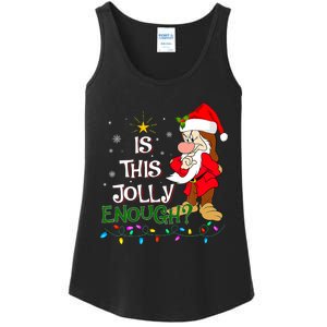 Is This Jolly Enough Grumpy Elf Pajama Christmas Lights Ladies Essential Tank